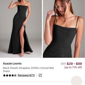 Azazie Black Backless Dress- Leonis